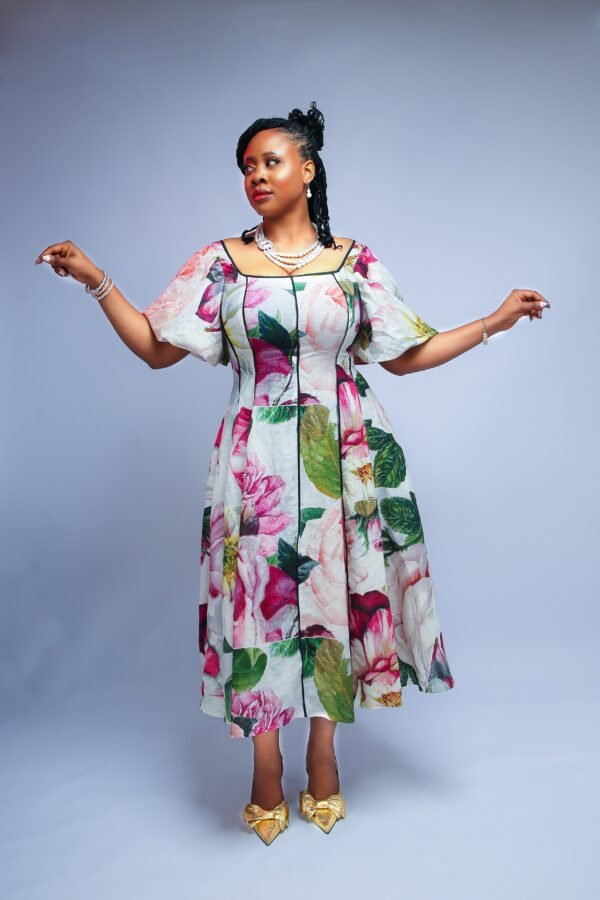 Florence Bloom Off-Shoulder Midi Dress - Image 2