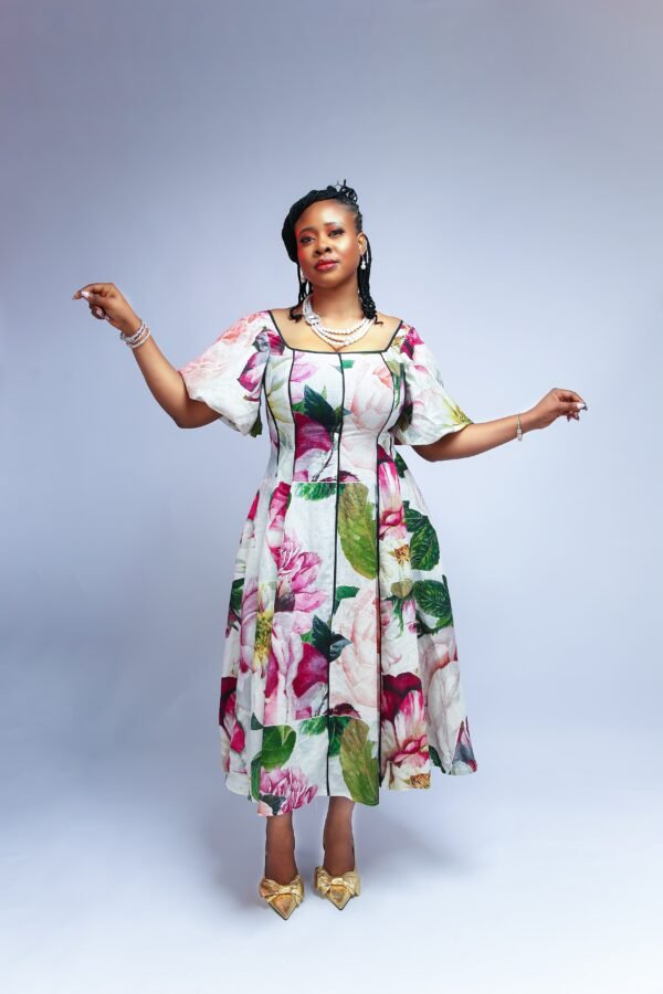 Florence Bloom Off-Shoulder Midi Dress