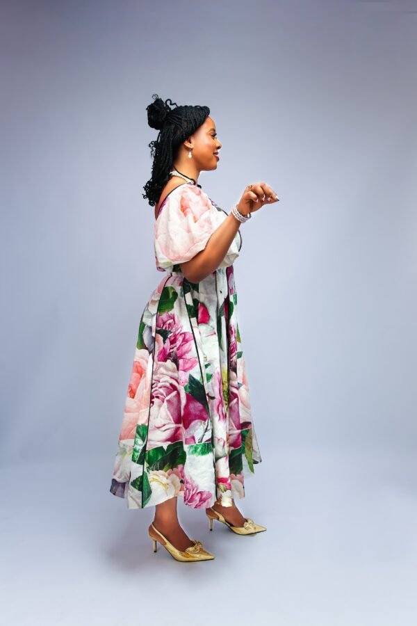 Florence Bloom Off-Shoulder Midi Dress - Image 3