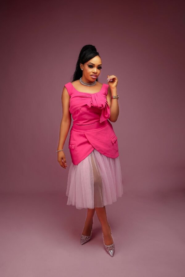 Rosé Charm Layered Tulle Dress