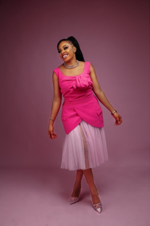 Rosé Charm Layered Tulle Dress - Image 4